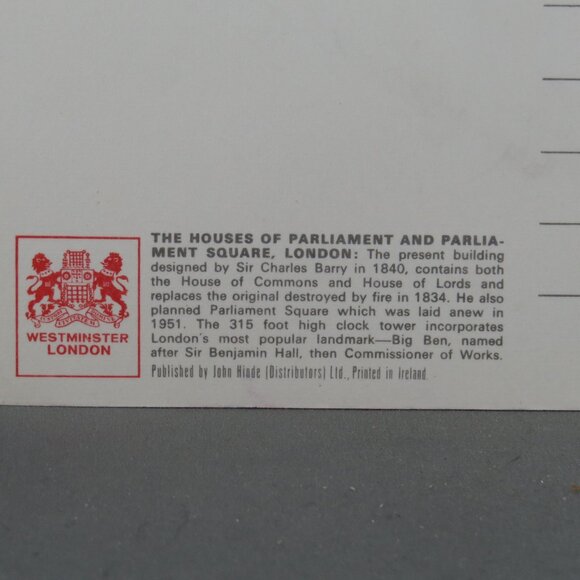 Vintage Postcard - House of Parliament London England - John Hinde Original - Picture 3 of 4